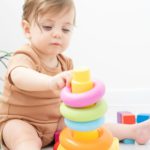 baby, girl, childhood, development, play, home, wooden toys, kid, activity, game