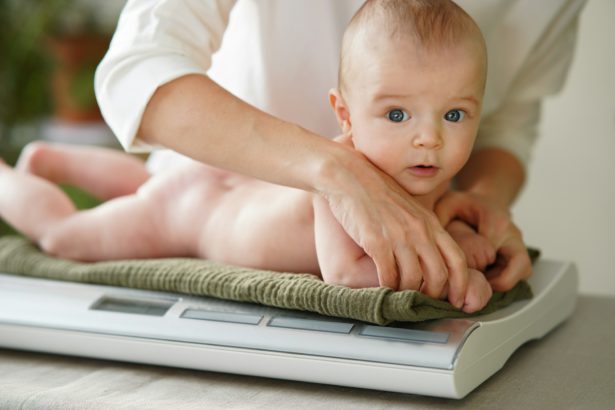 Monthly checkup of the growth and weight of the baby of the first year of life. Motherhood